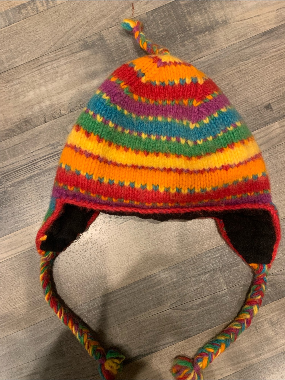 Nepal Wool Multicolor Striped Knit Earflap Hat
